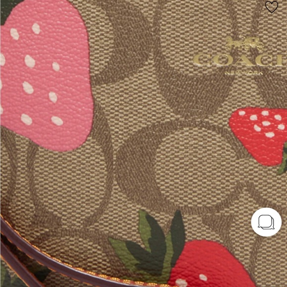 Coach Corner Zip Wristlet In Signature Canvas With Wild Strawberry Print - Picture 5 of 7